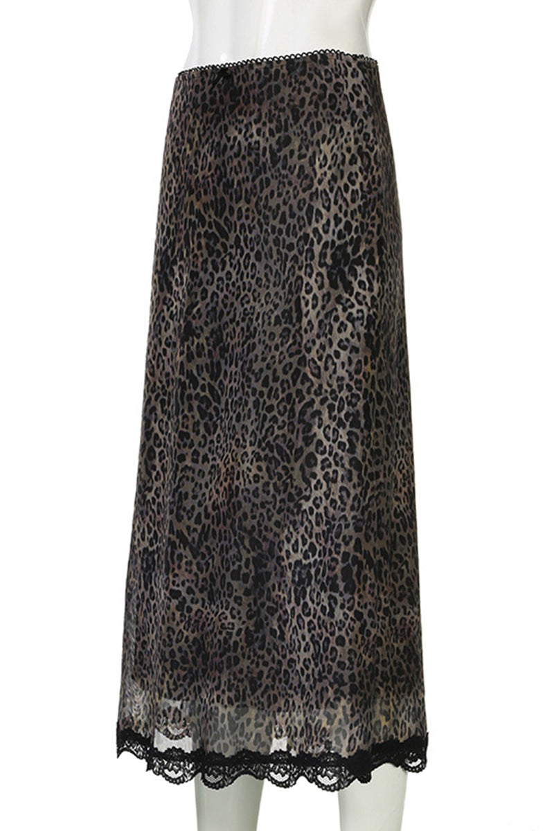 Vintage-Inspired Animal Print Midi Skirt