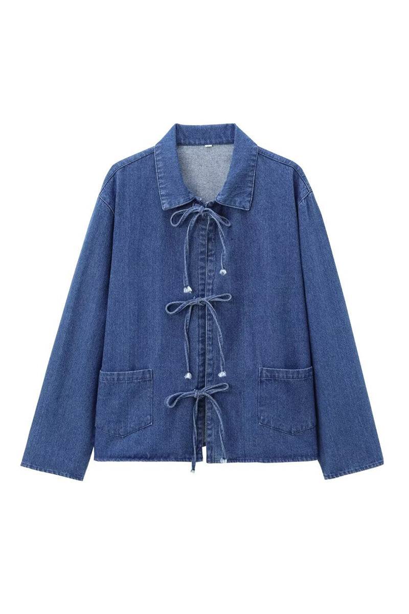 Tie-Front Denim Jacket