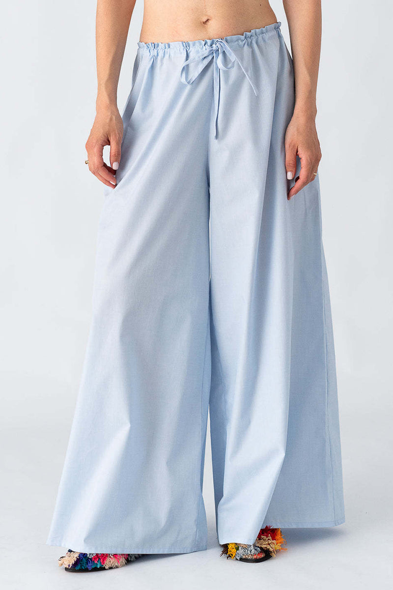 Wide-Leg Elastic Waist Casual Pants