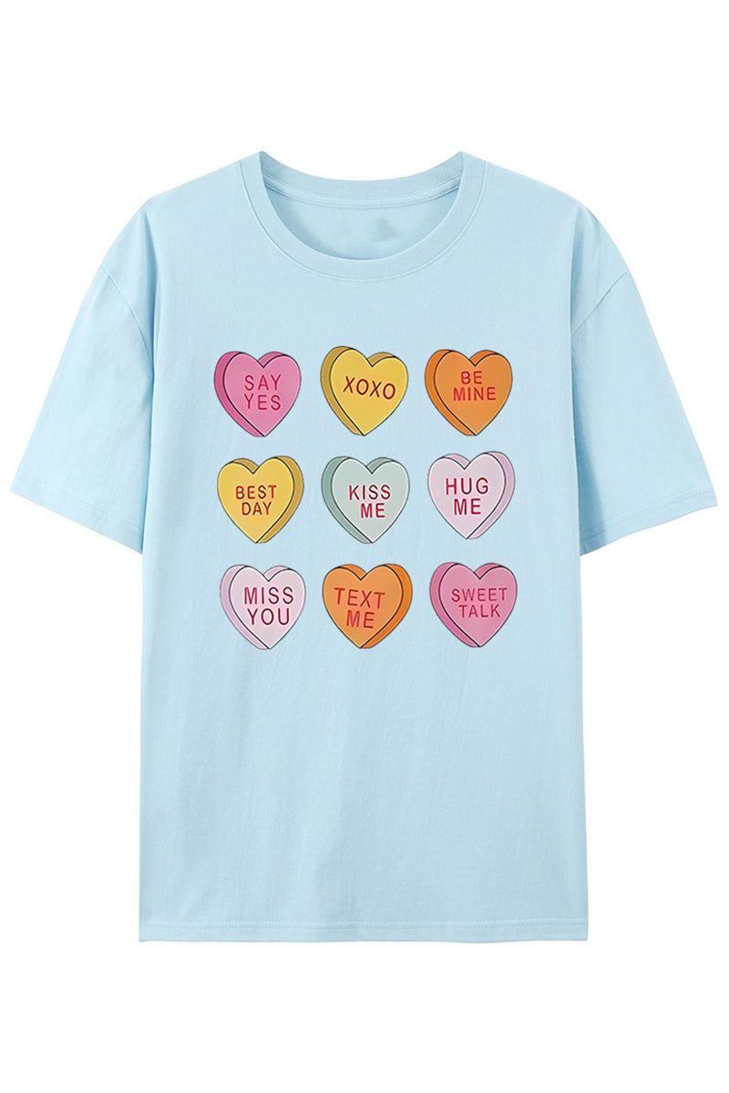 Graphic Heart Print Casual T-Shirt