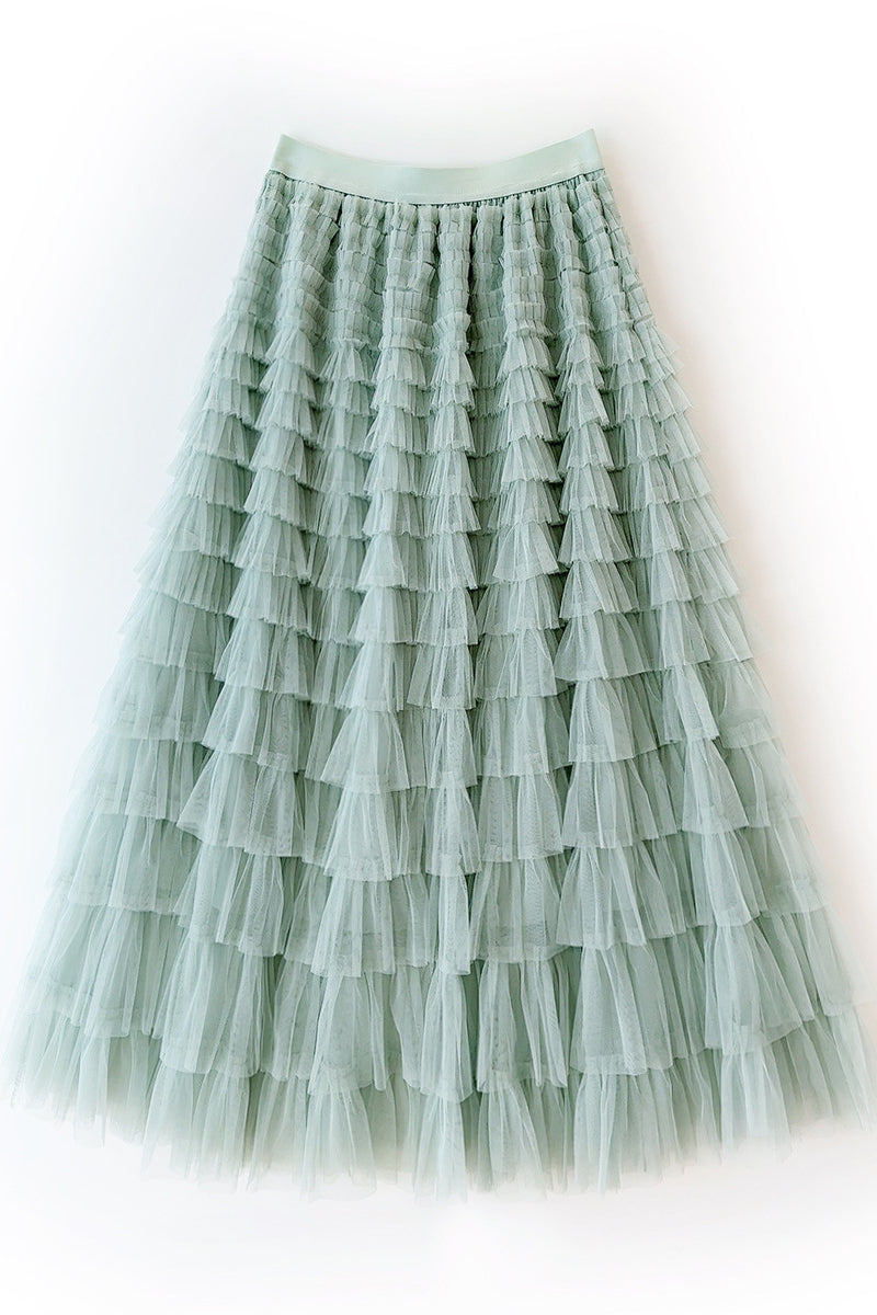 Layered Tulle Midi Skirt