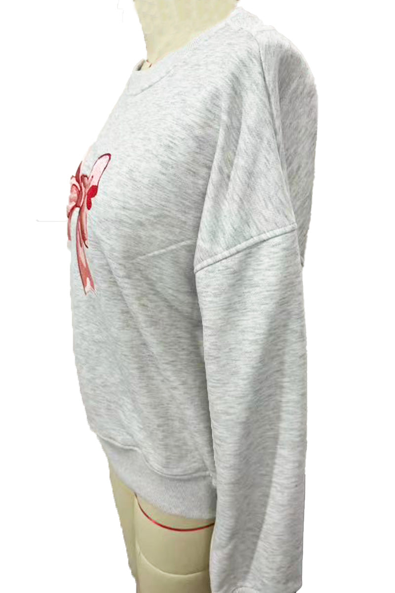 Bow Graphic Crew Neck Sweatshirt