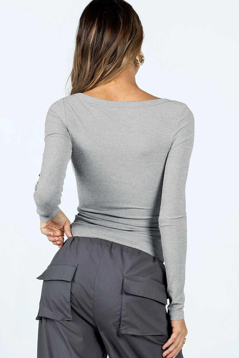 Square Neck Long Sleeve Top