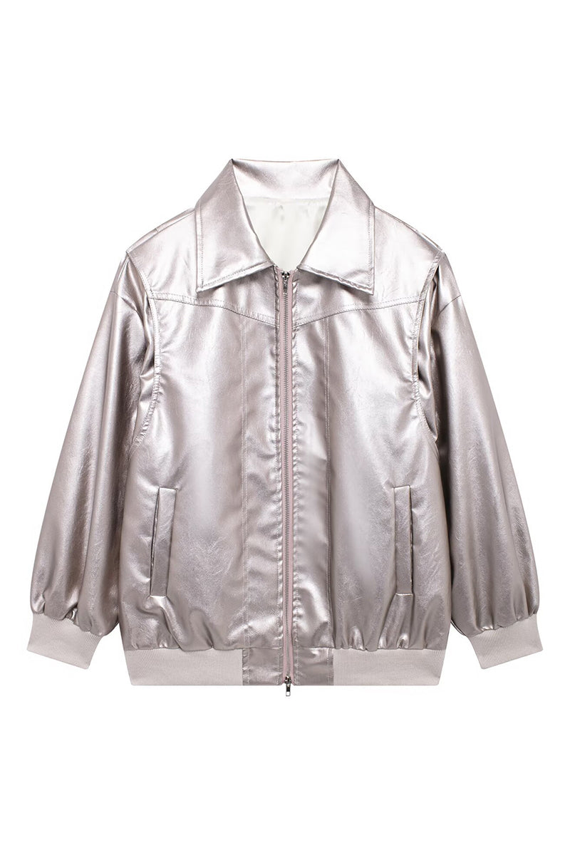 Zip-Up Faux Leather Jacket