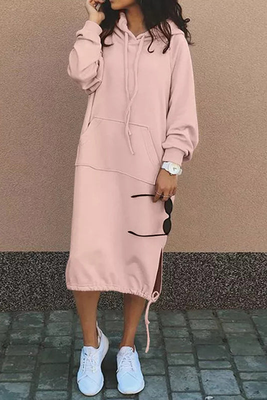 Hooded Midi Dress with Kangaroo Pocket