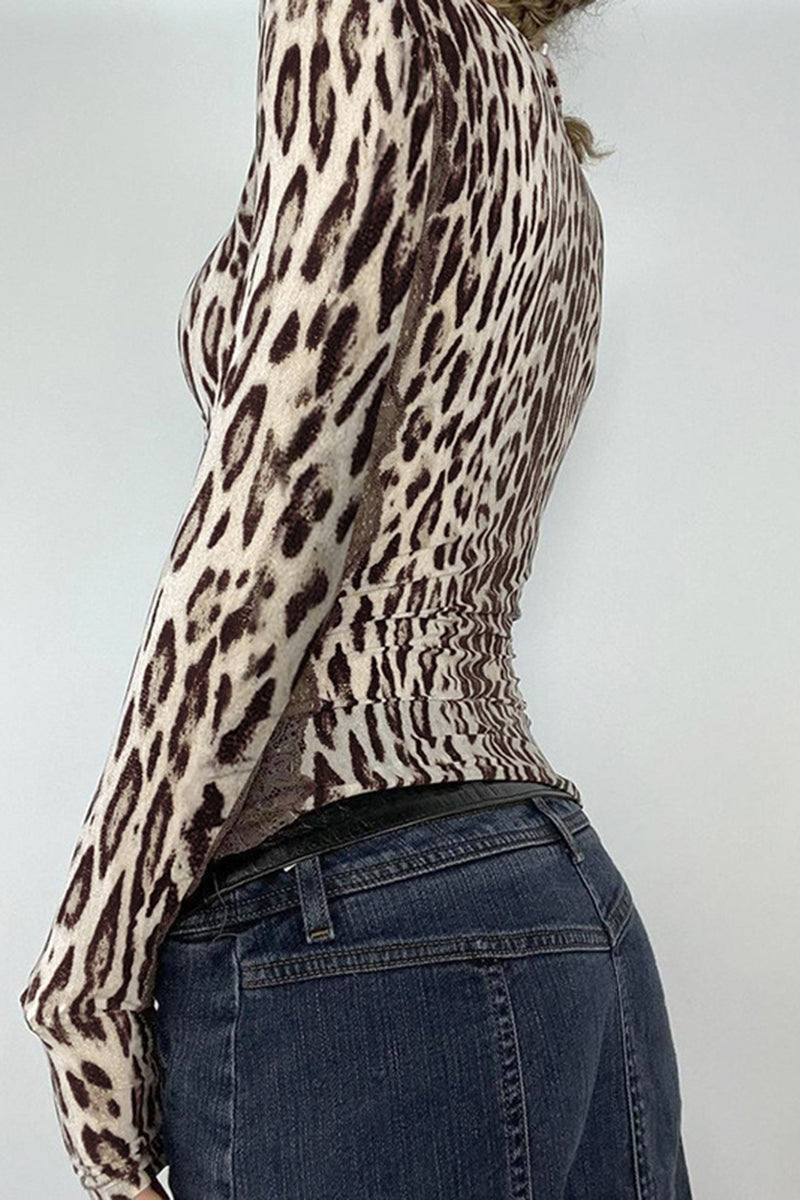 Leopard Print Long Sleeve Top