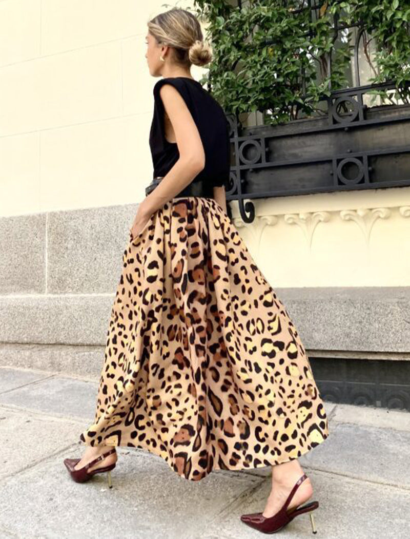 Leopard Print Midi Skirt