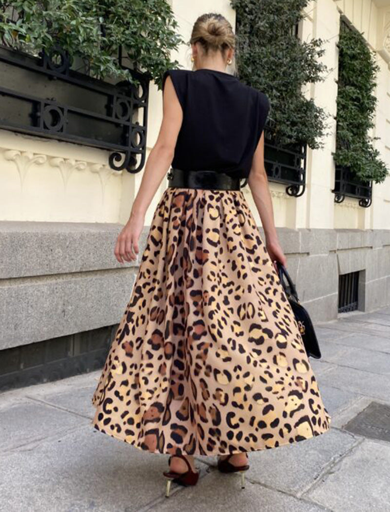 Leopard Print Midi Skirt