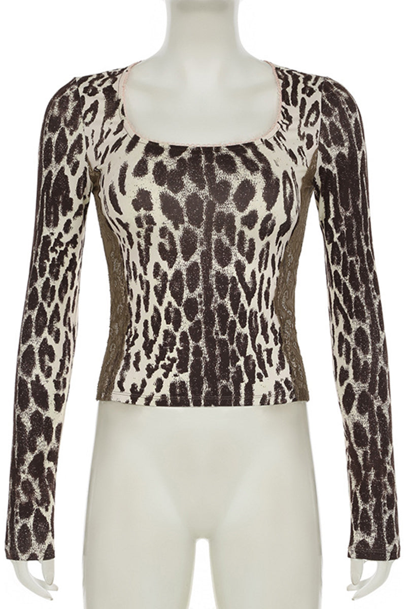 Leopard Print Long Sleeve Top