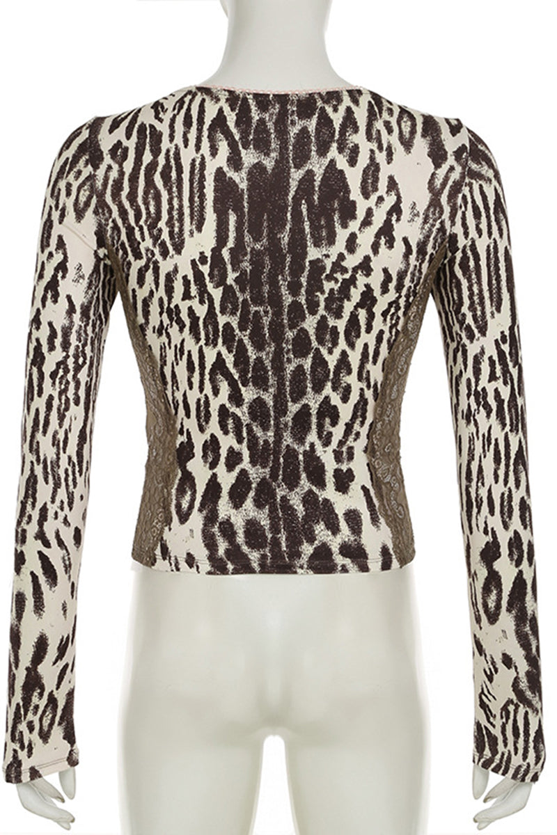 Leopard Print Long Sleeve Top