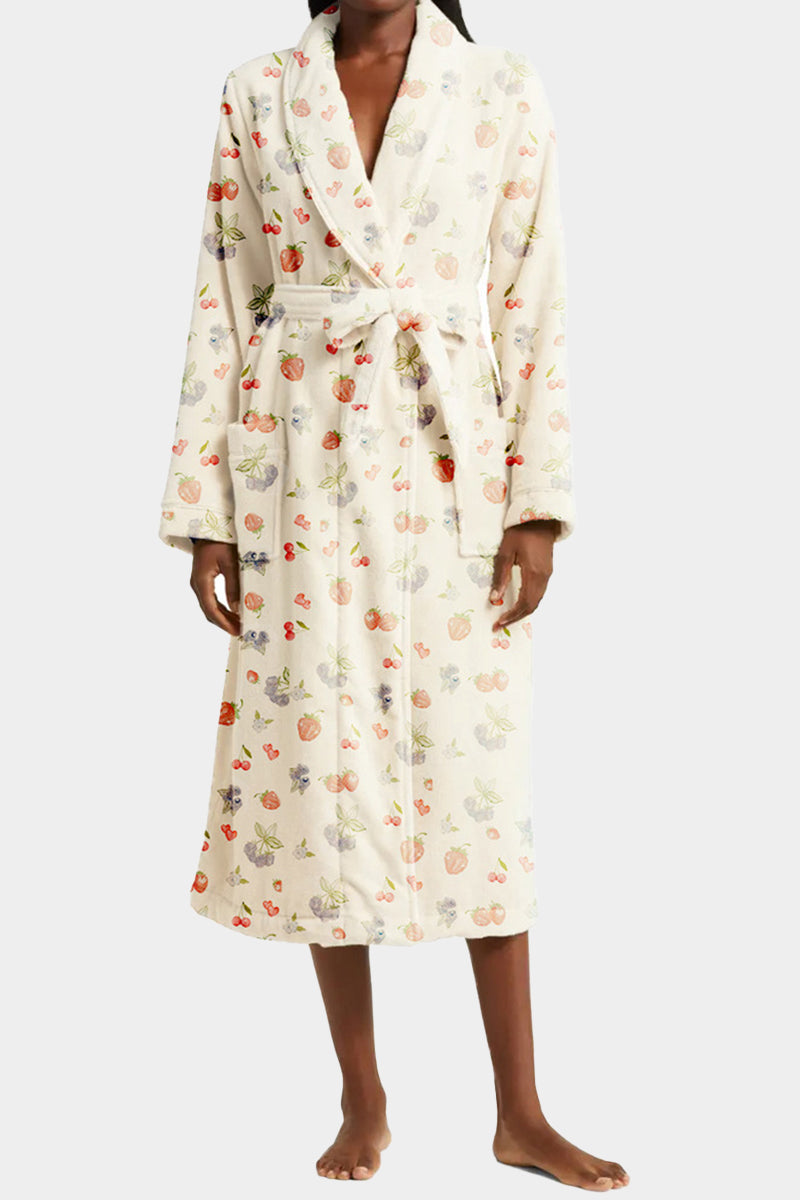 Printed Tie-Front Robe Coat