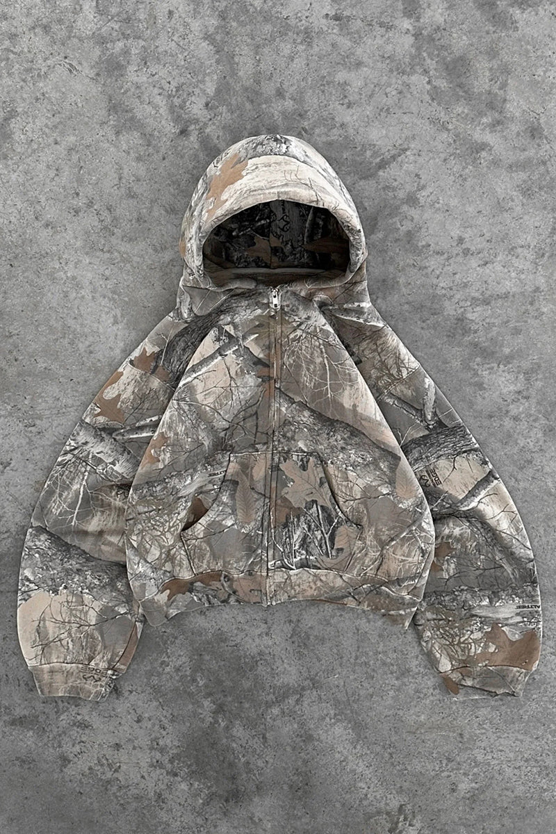 Camouflage Hooded Zip-Up Jacket