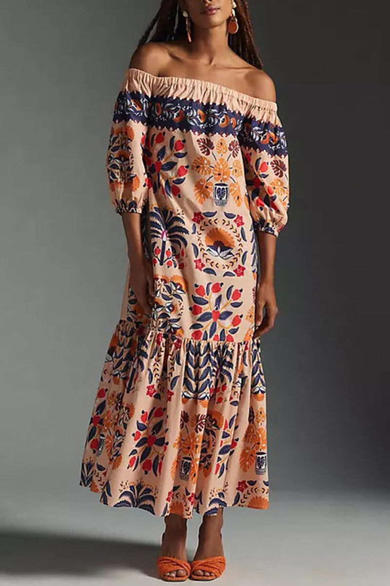 Off-Shoulder Floral Maxi Dress