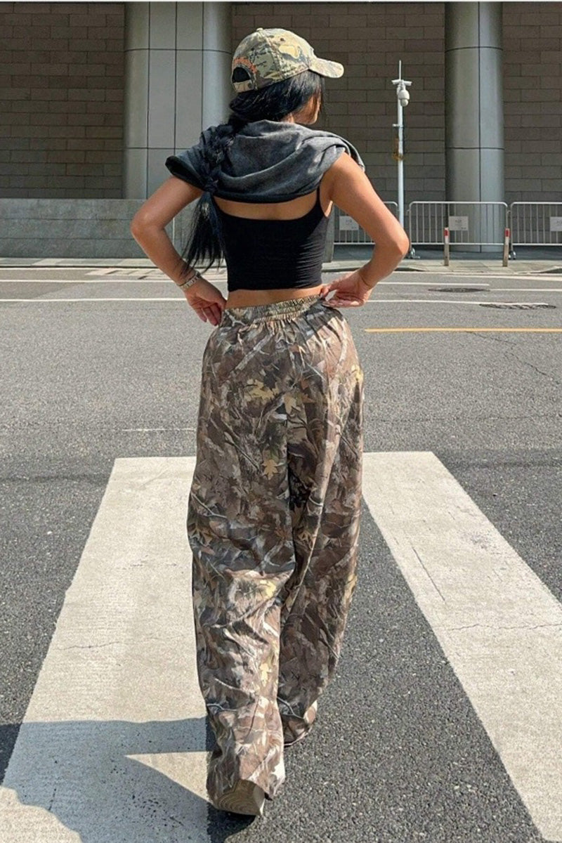 Camouflage Pattern/Solid Baggy Pants