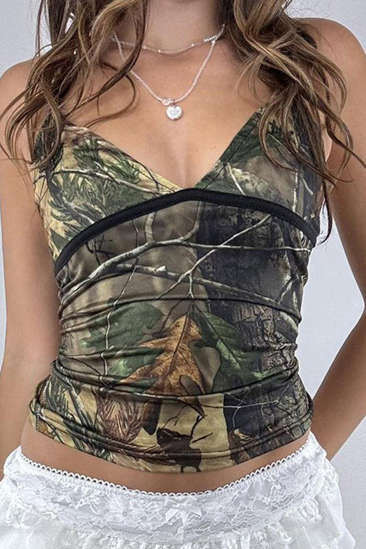 Camouflage Ruched Cami Top