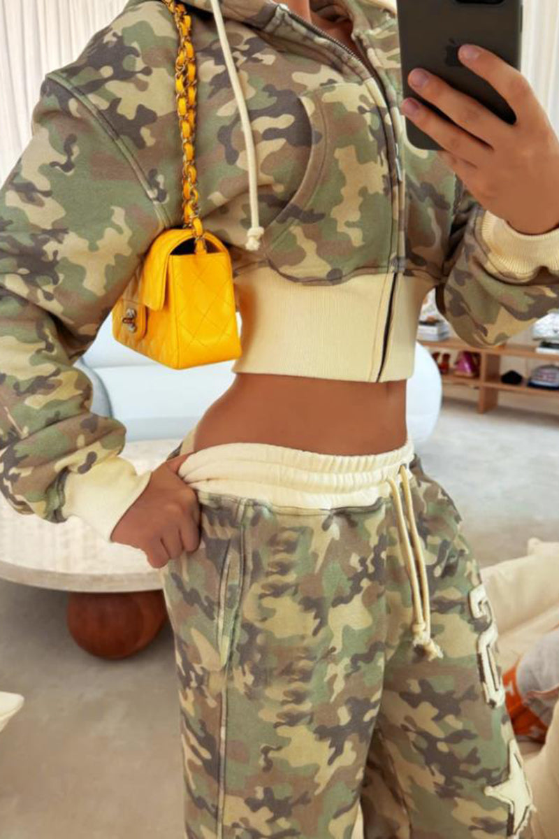 Camo Print Two-Piece Lounge Set