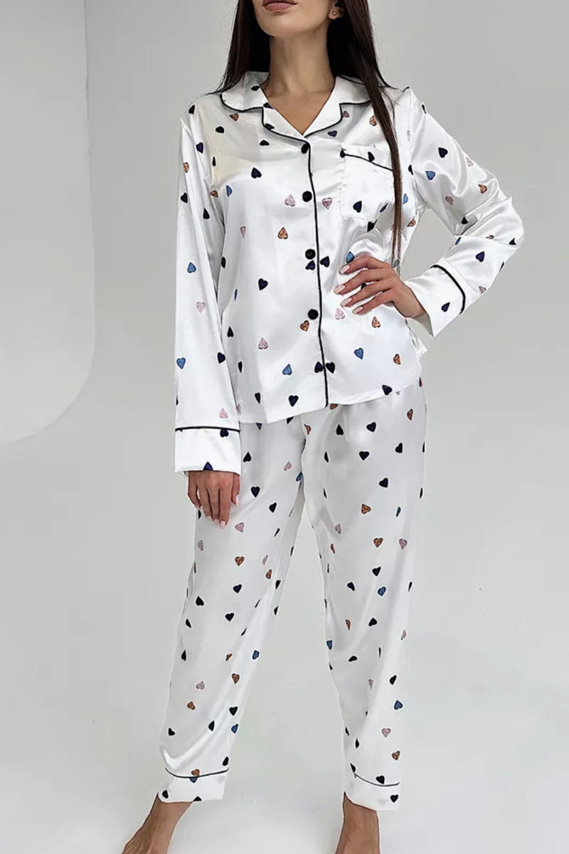 Printed Pajama Set with Button Front