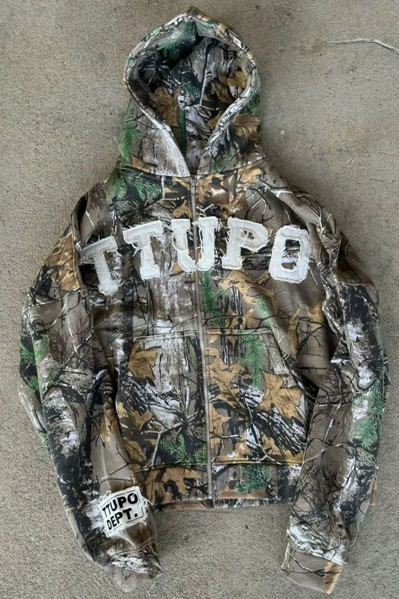 Camouflage Zip-Up Hoodie Jacket