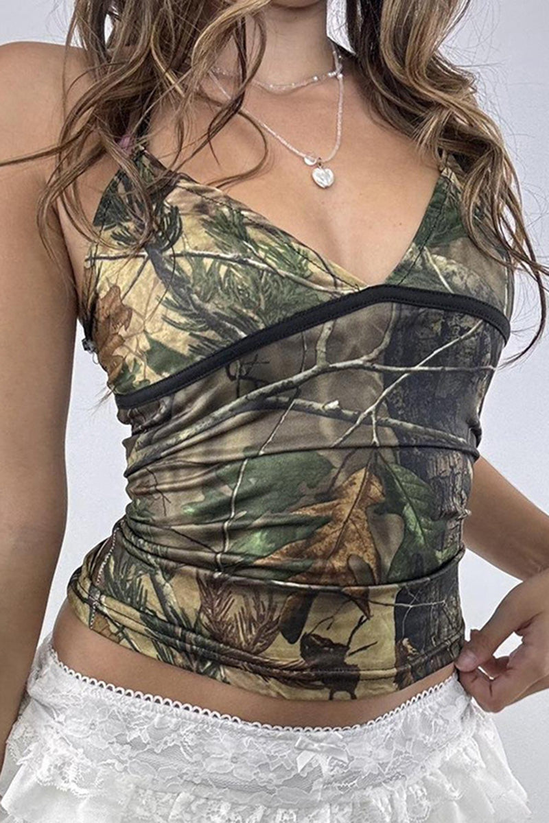 Camouflage Ruched Cami Top