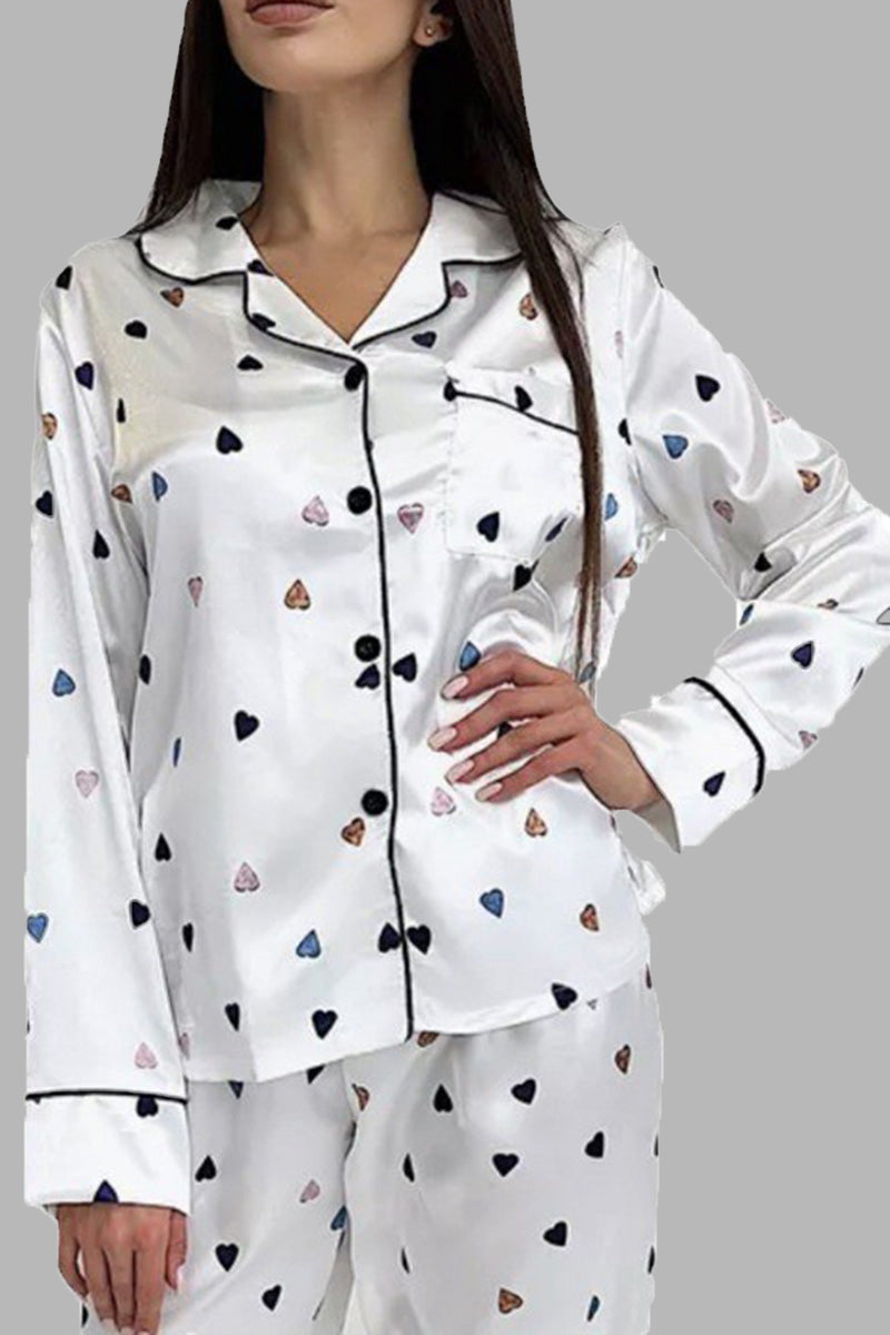 Printed Pajama Set with Button Front