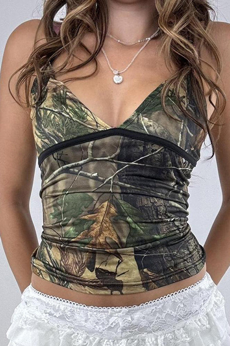 Camouflage Ruched Cami Top