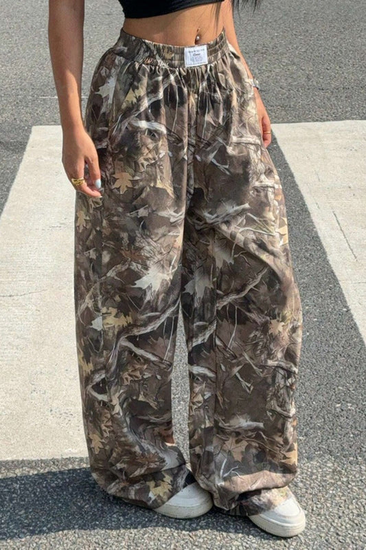 Camouflage Pattern/Solid Baggy Pants