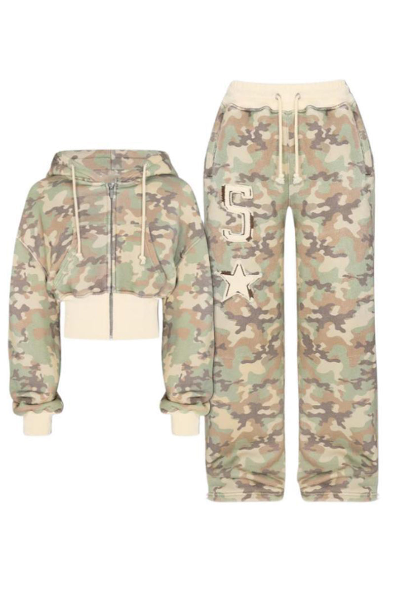 Camo Print Two-Piece Lounge Set