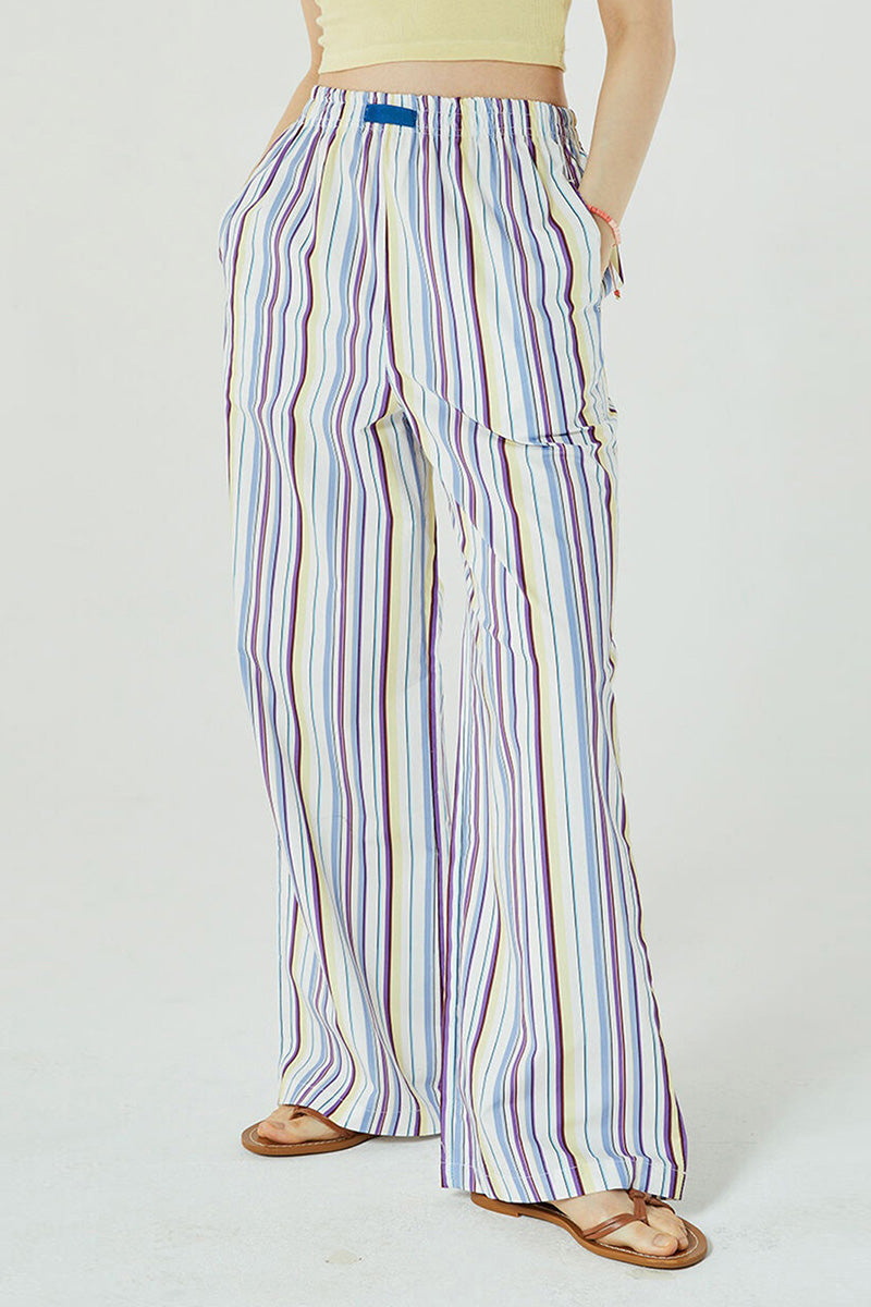 Striped High-Waisted Wide-Leg Pants