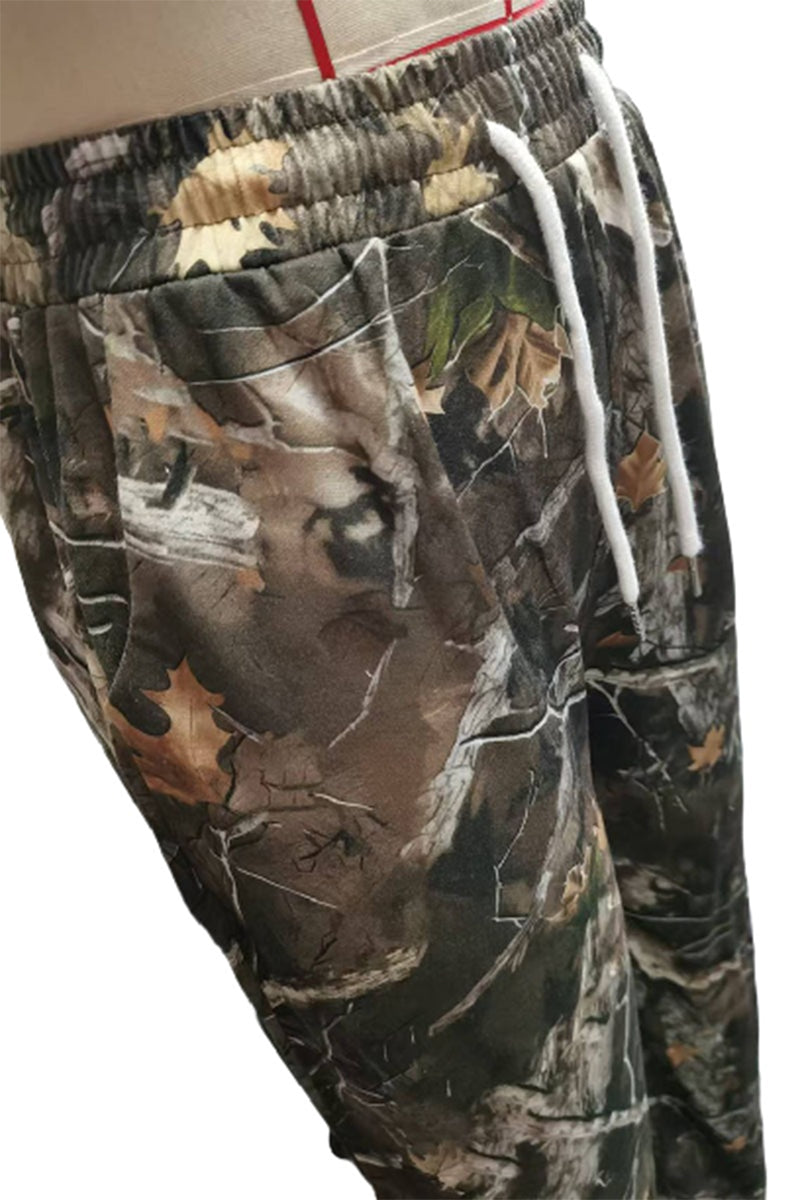 Camouflage Print Wide-Leg Pants