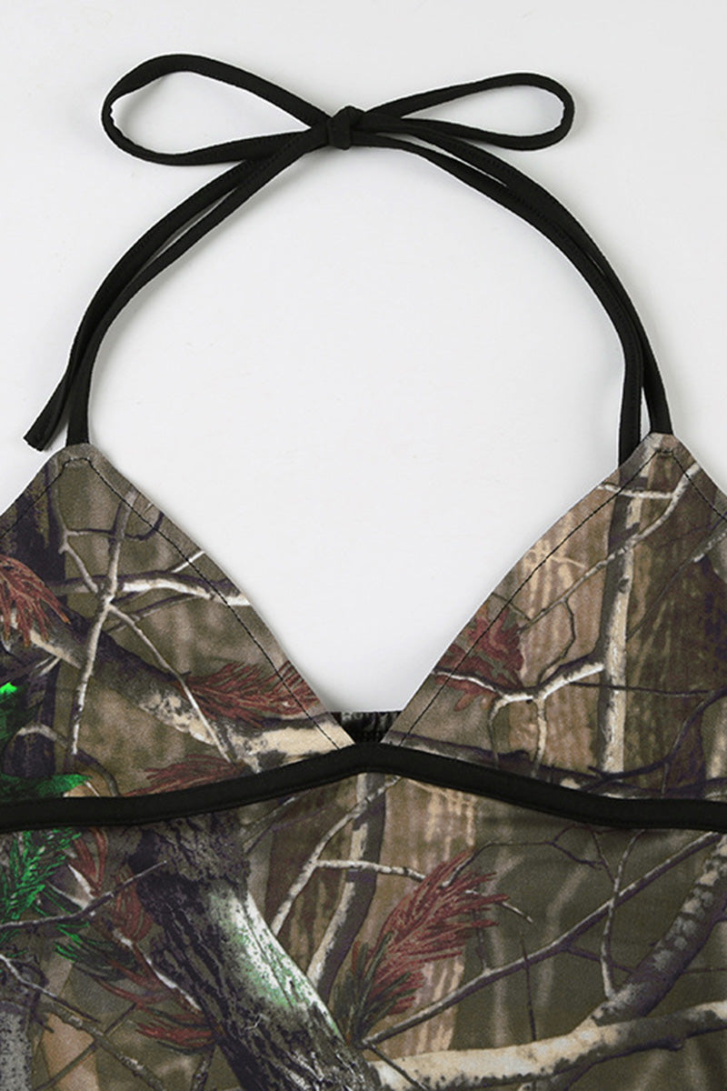 Camouflage Ruched Cami Top