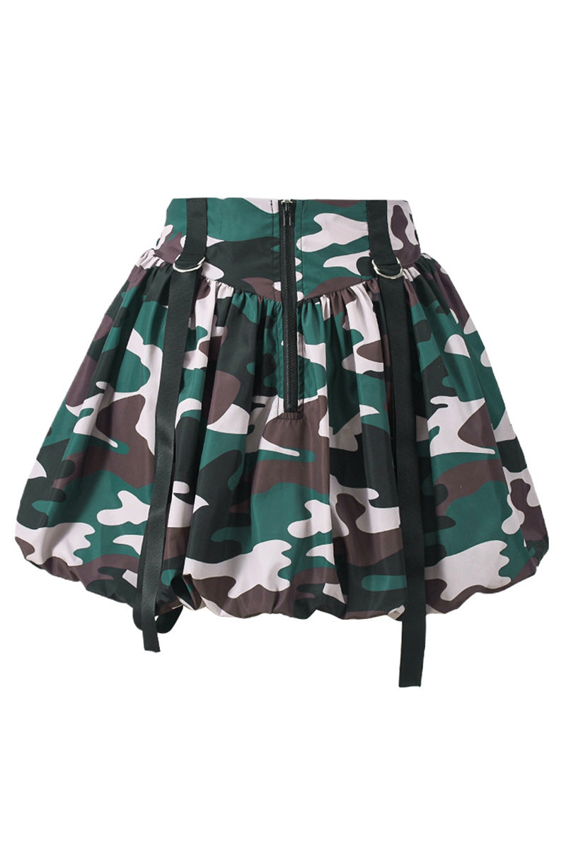 Camouflage Bubble Skirt with Straps