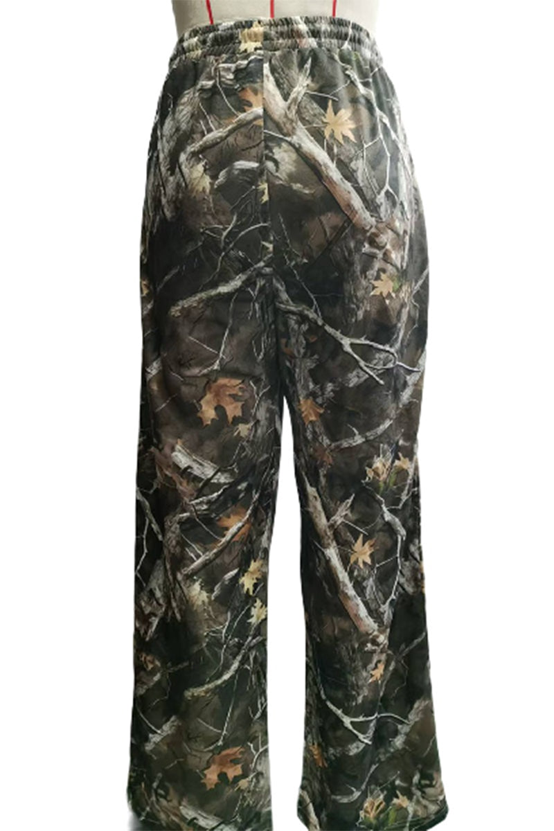 Camouflage Print Wide-Leg Pants