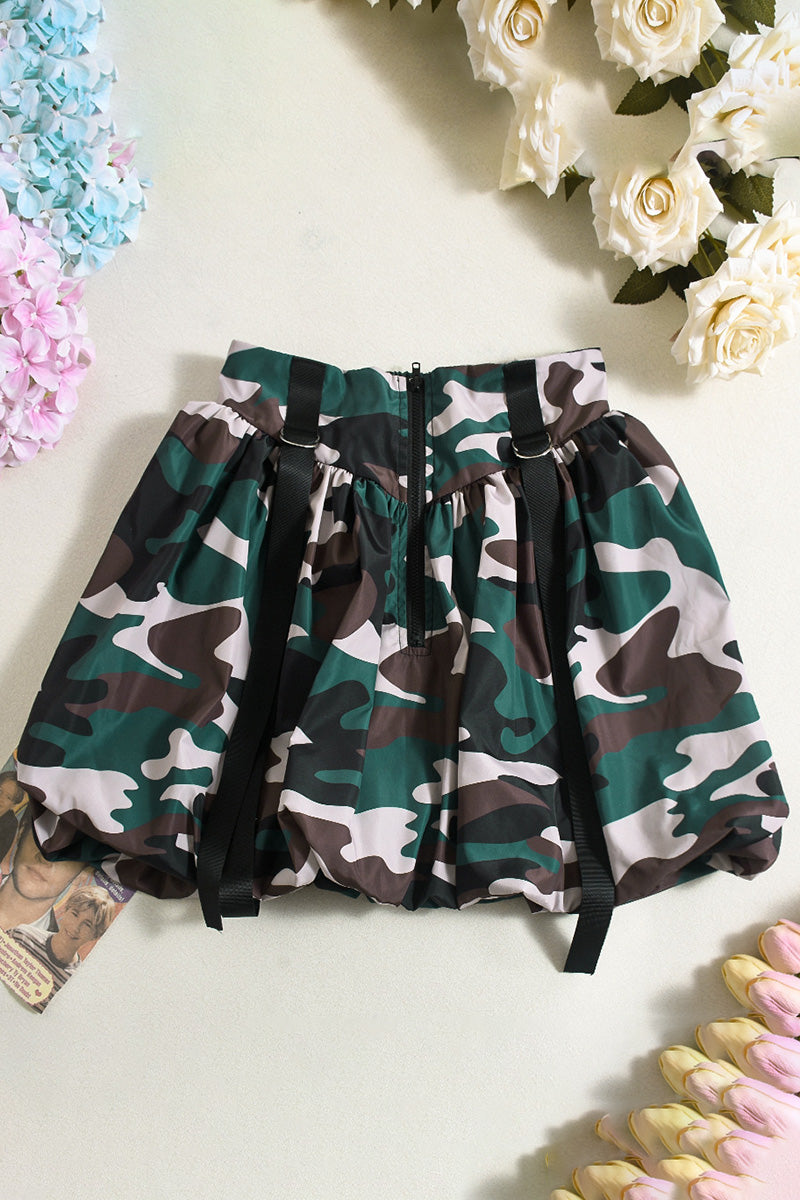 Camouflage Bubble Skirt with Straps