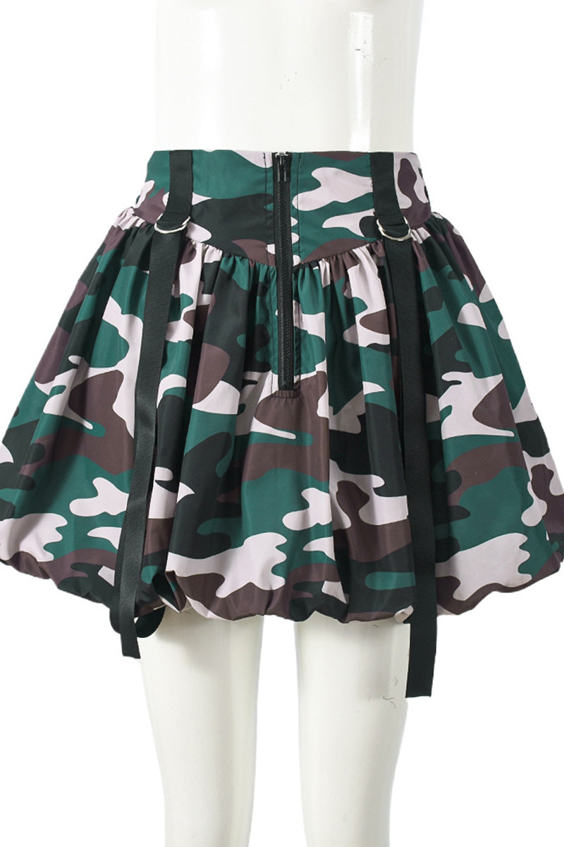 Camouflage Bubble Skirt with Straps