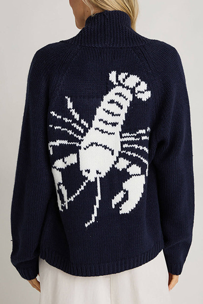 Lobster Back Graphic Knit Cardigan