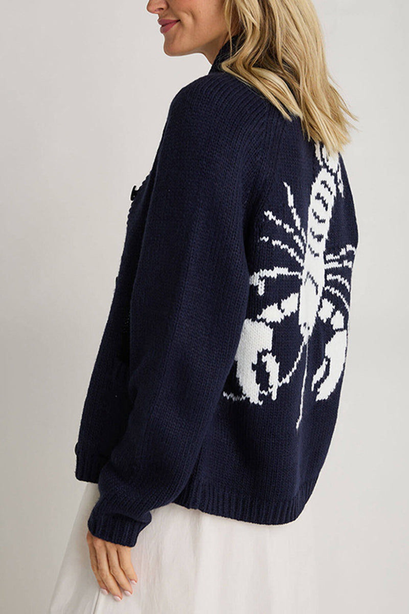 Lobster Back Graphic Knit Cardigan