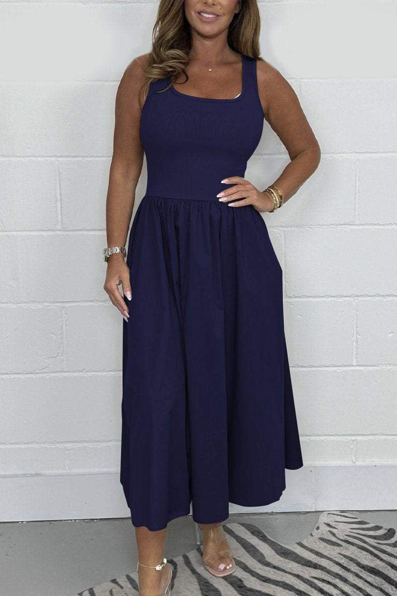 Sleeveless Square Neck Maxi Dress