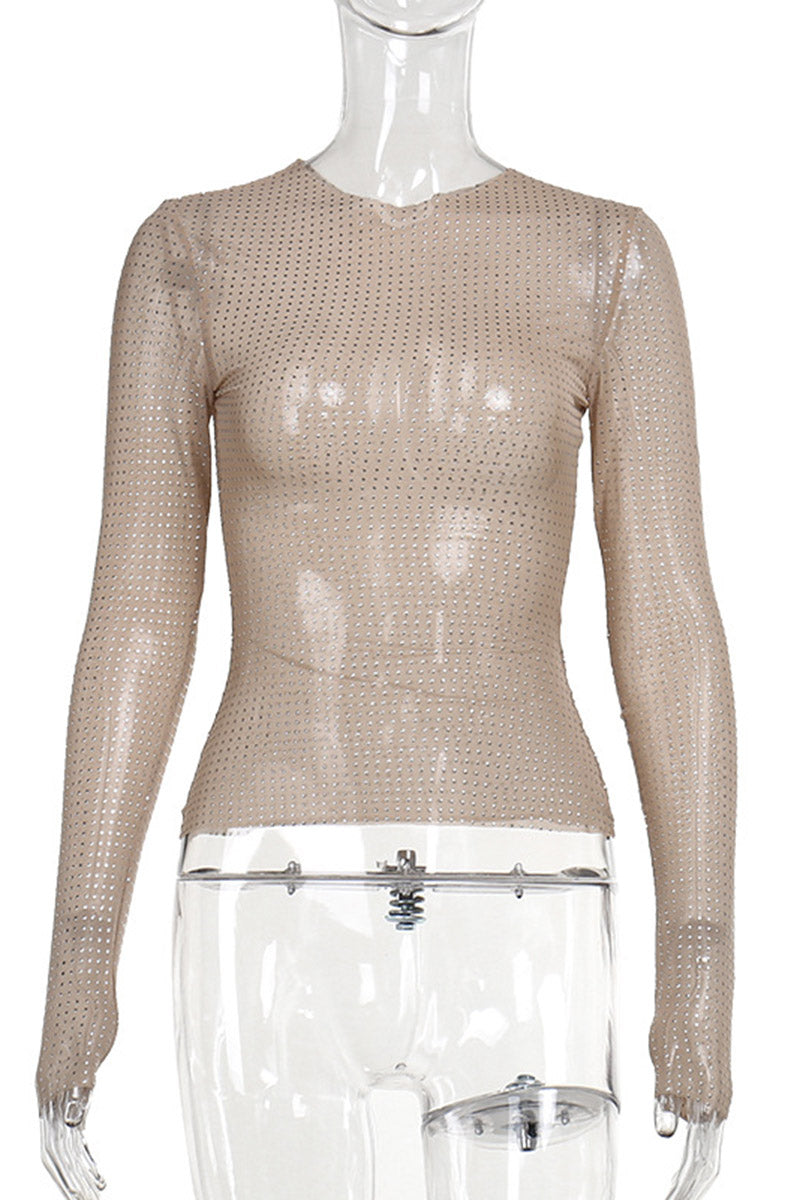 Sheer Rhinestone Mesh Top