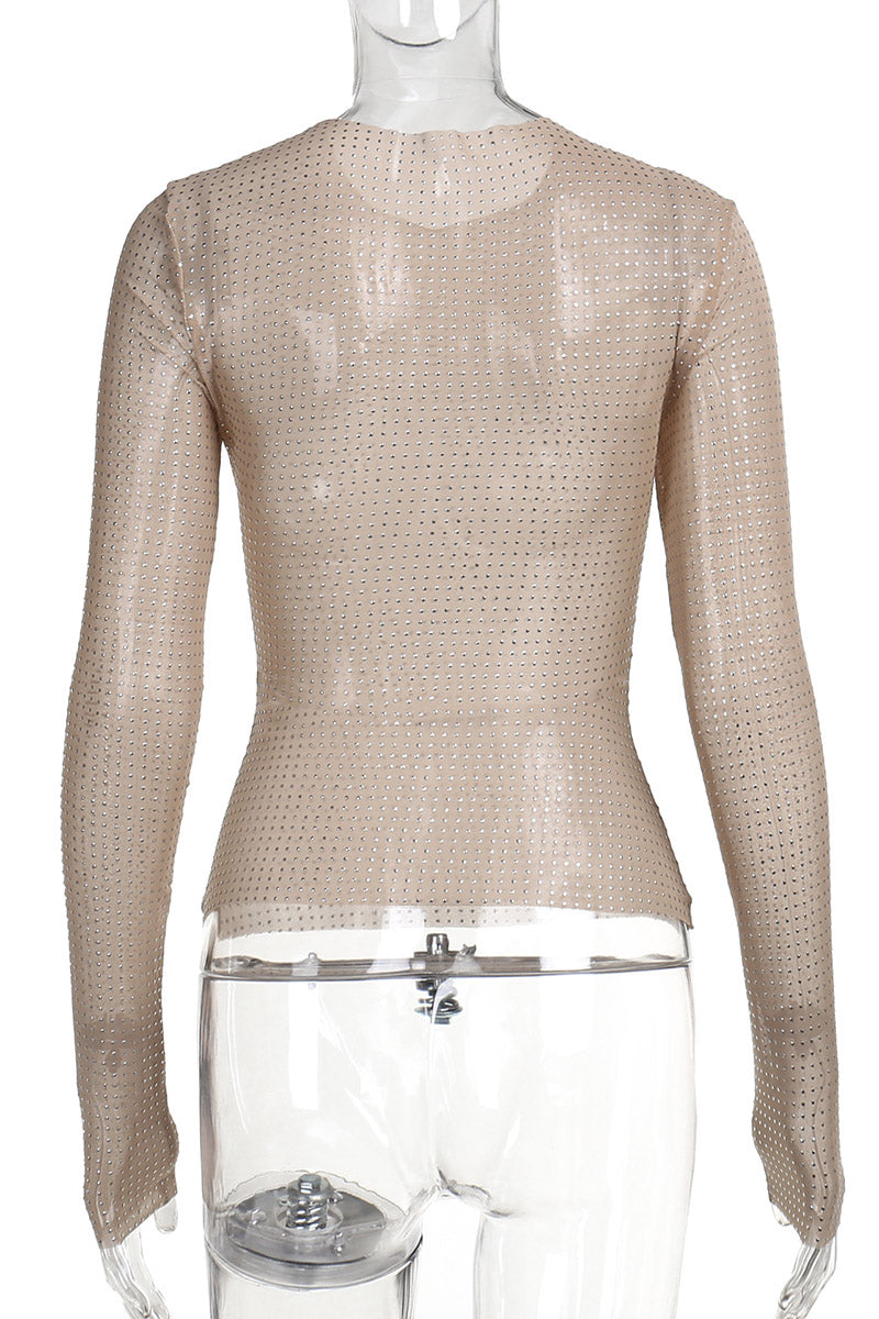 Sheer Rhinestone Mesh Top