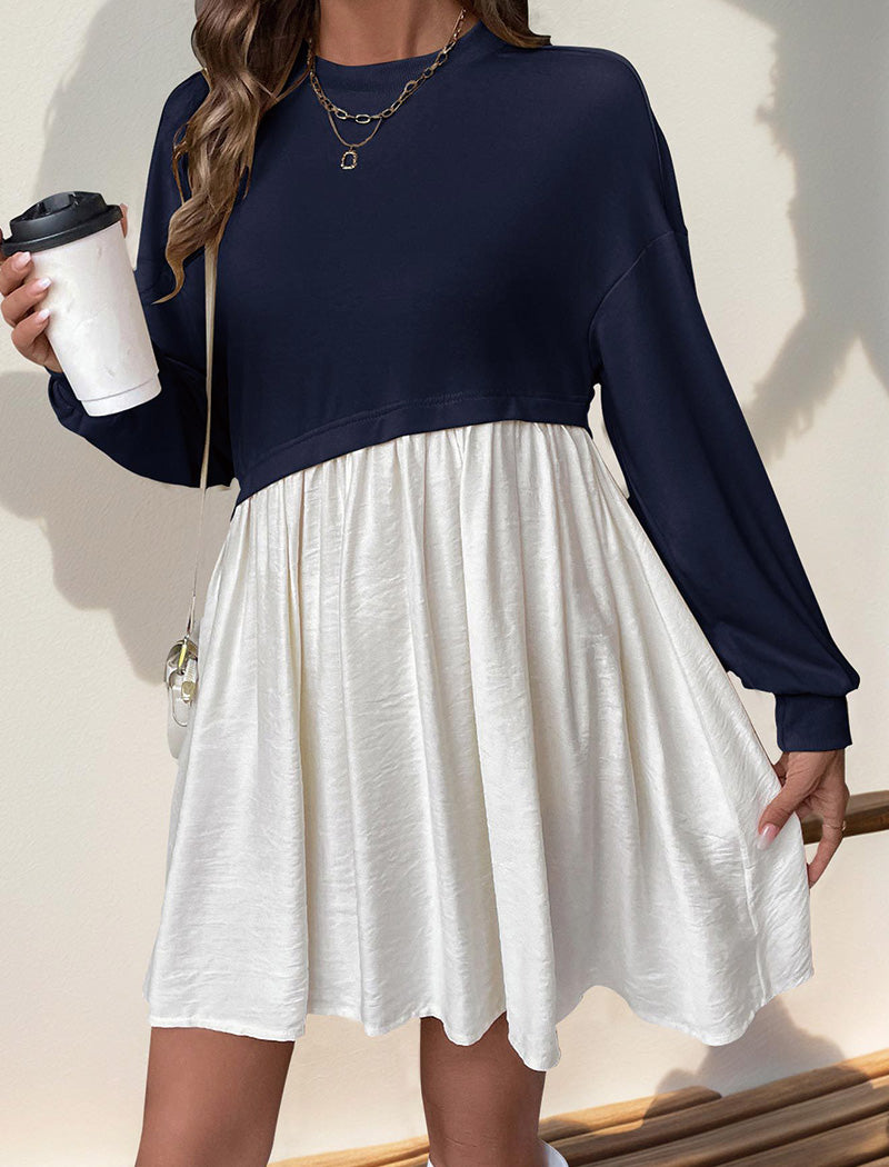 Long Sleeve Patchwork  Dress