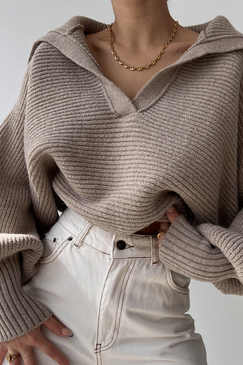 Oversized Knit Lapel Sweater