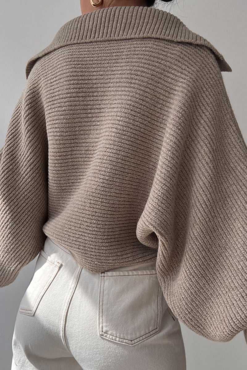 Oversized Knit Lapel Sweater