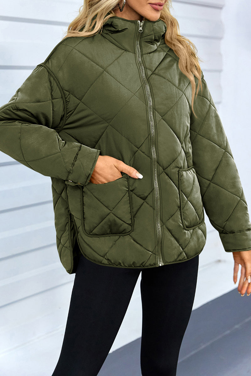 Quilted Zip-Up Coat