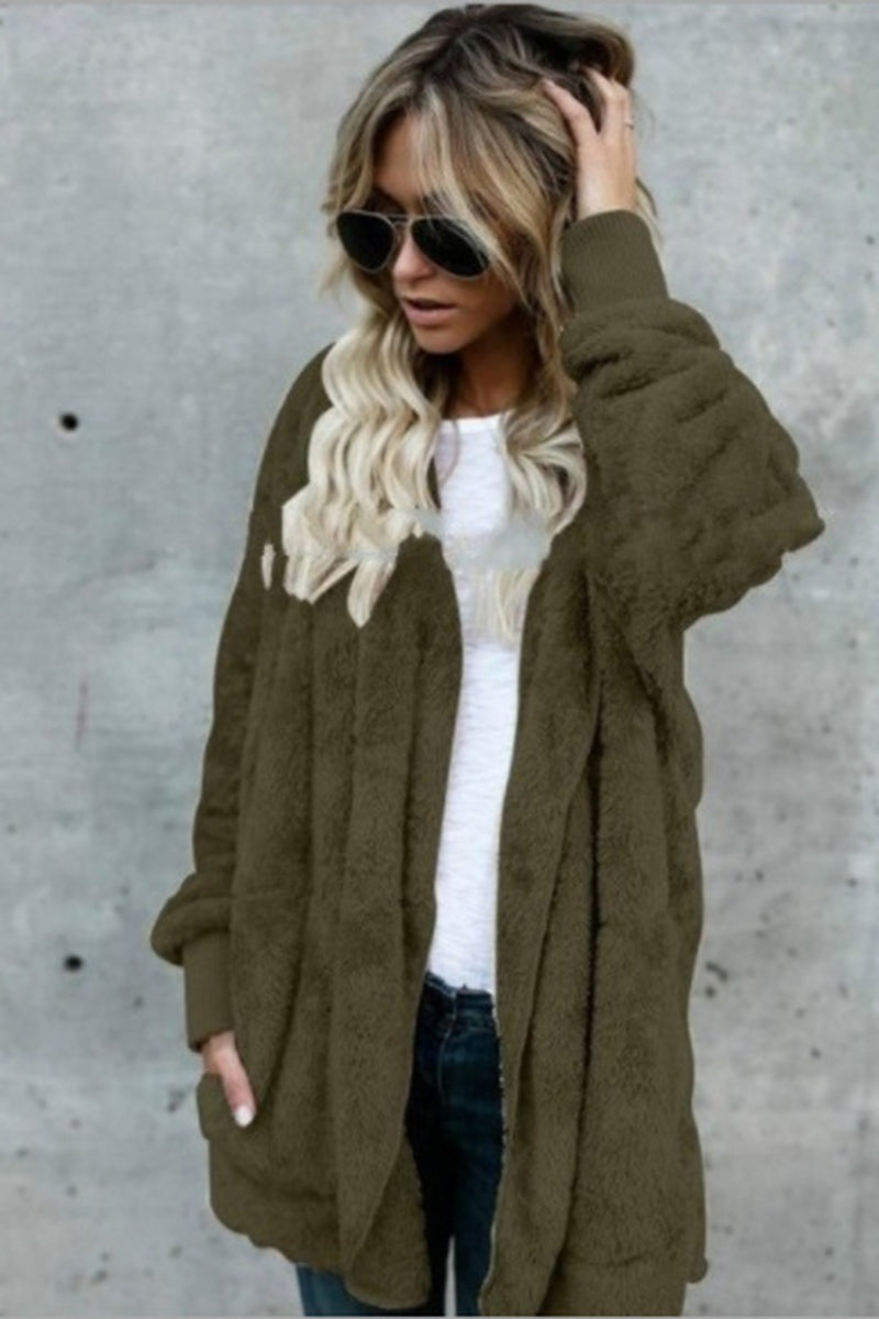 Oversized Fuzzy Open-Front Coat