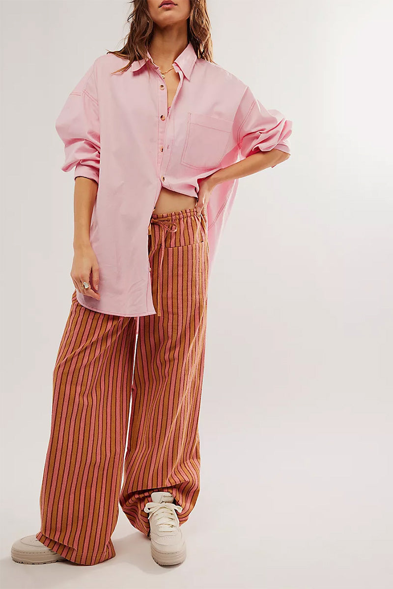 Vibrant Striped Wide-Leg Pants