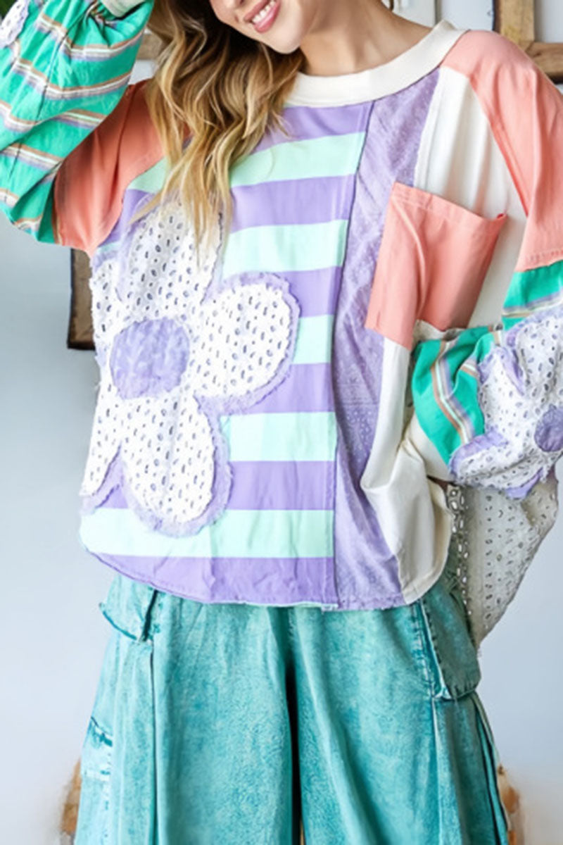 Patchwork Long Sleeve Top