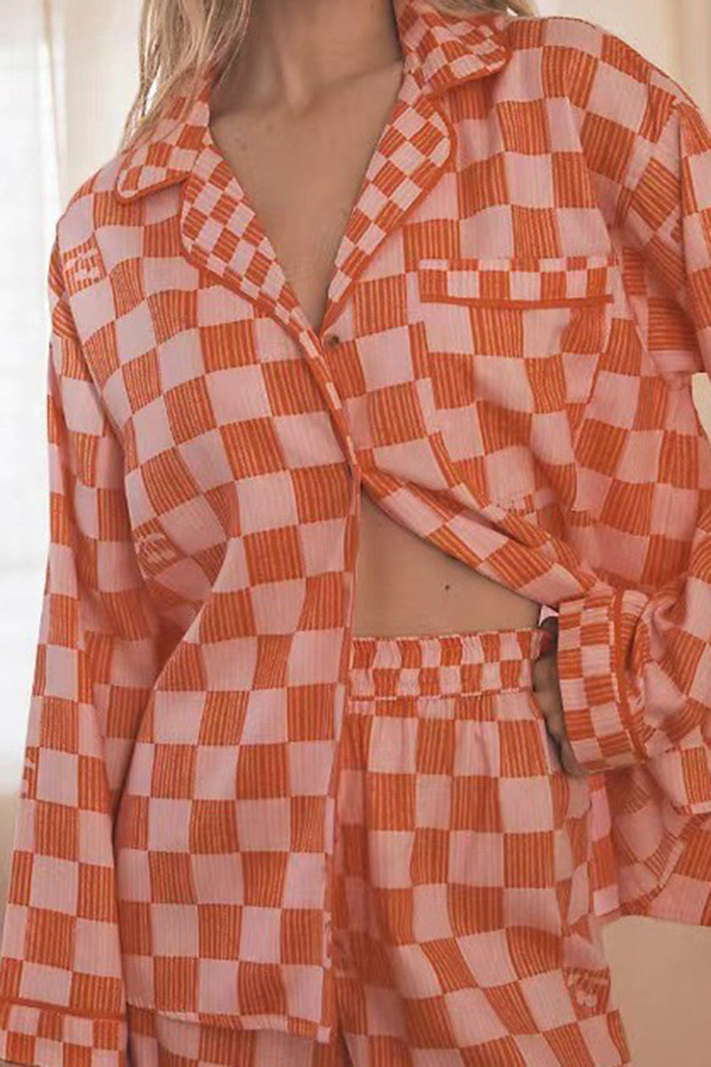 Checkered Button-Up Pajama Set