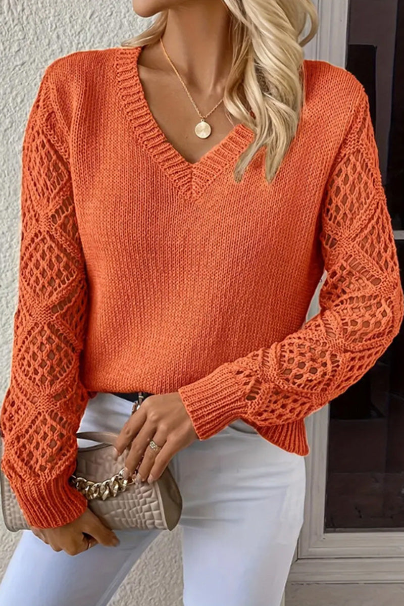 Crochet Sleeve Knit Sweater