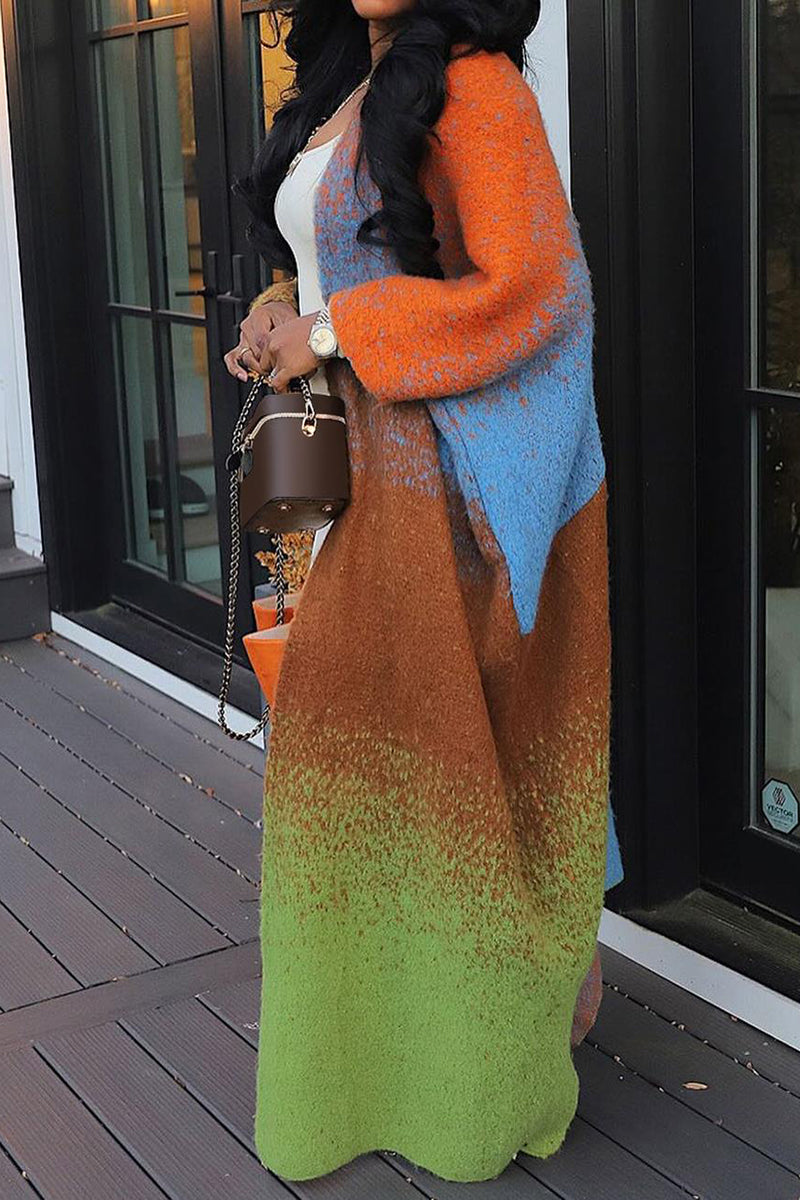 Vibrant Open-Front Knit Coat