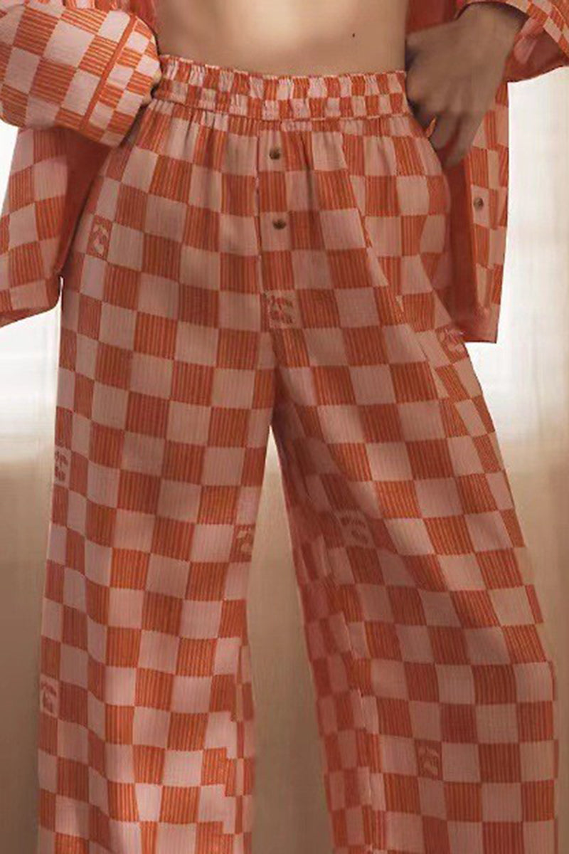 Checkered Button-Up Pajama Set